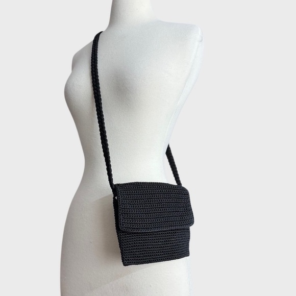 EXPRESS Black Crochet Vintage Full Zip Crossbody Bag NWOT - Picture 3 of 9